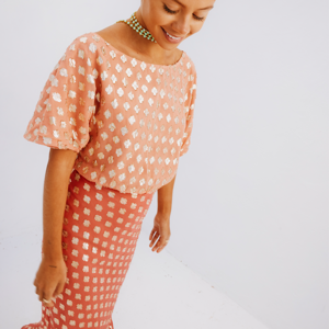 Never Fully Dressed Pink and Red Jacquard Tilly Dress